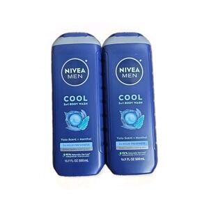 2 Pack NIVEA Men COOL 3-in-1‎ Body Face Hair Wash Menthol & Yuzu 16.9 oz NEW